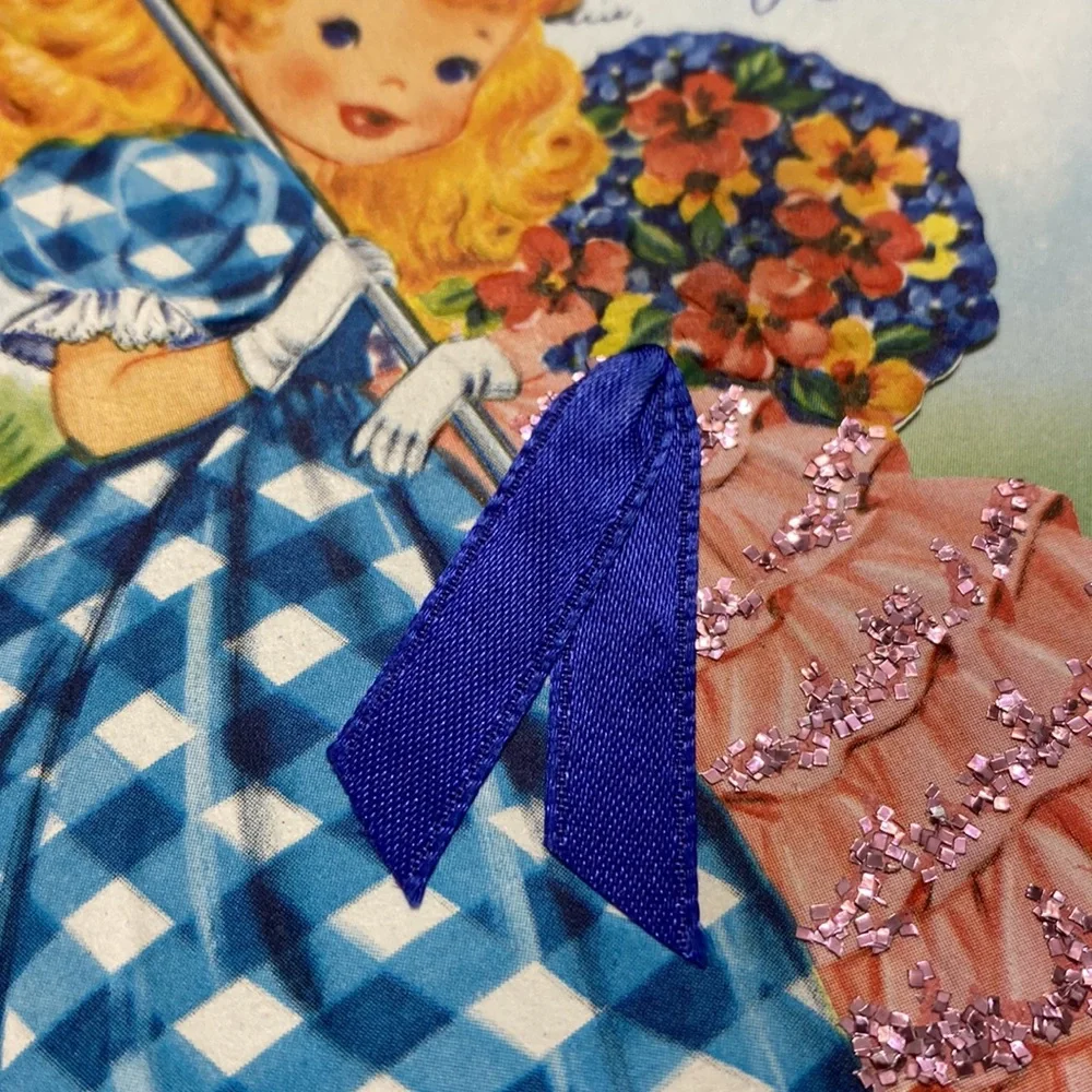 Vintage Southern Belle Birthday Card For Daughter with Blue Gingham Dress! - Picture 2 of 8